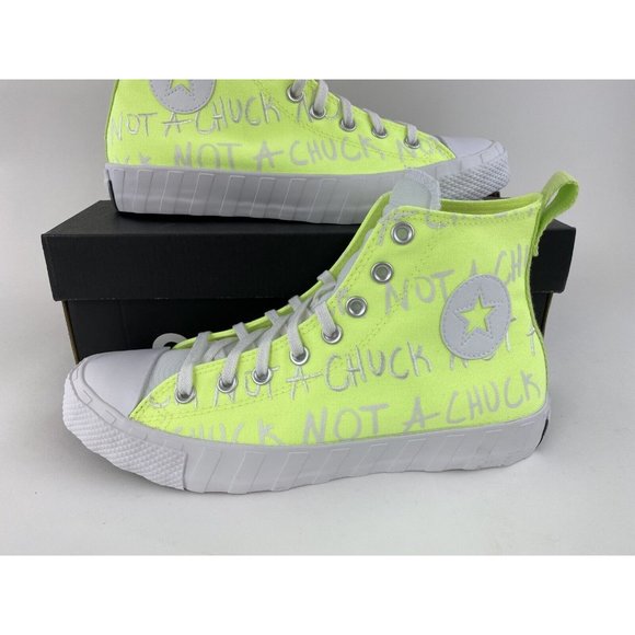 Converse Unt1tl3d Not A Chuck All Star Hi Mens Shoes Sneakers Green Volt A03146C - Picture 4 of 12